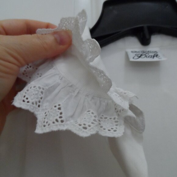 Vintage, Cotton Poplin Lace Blouse Button Down , long sleeve - Picture 6 of 15